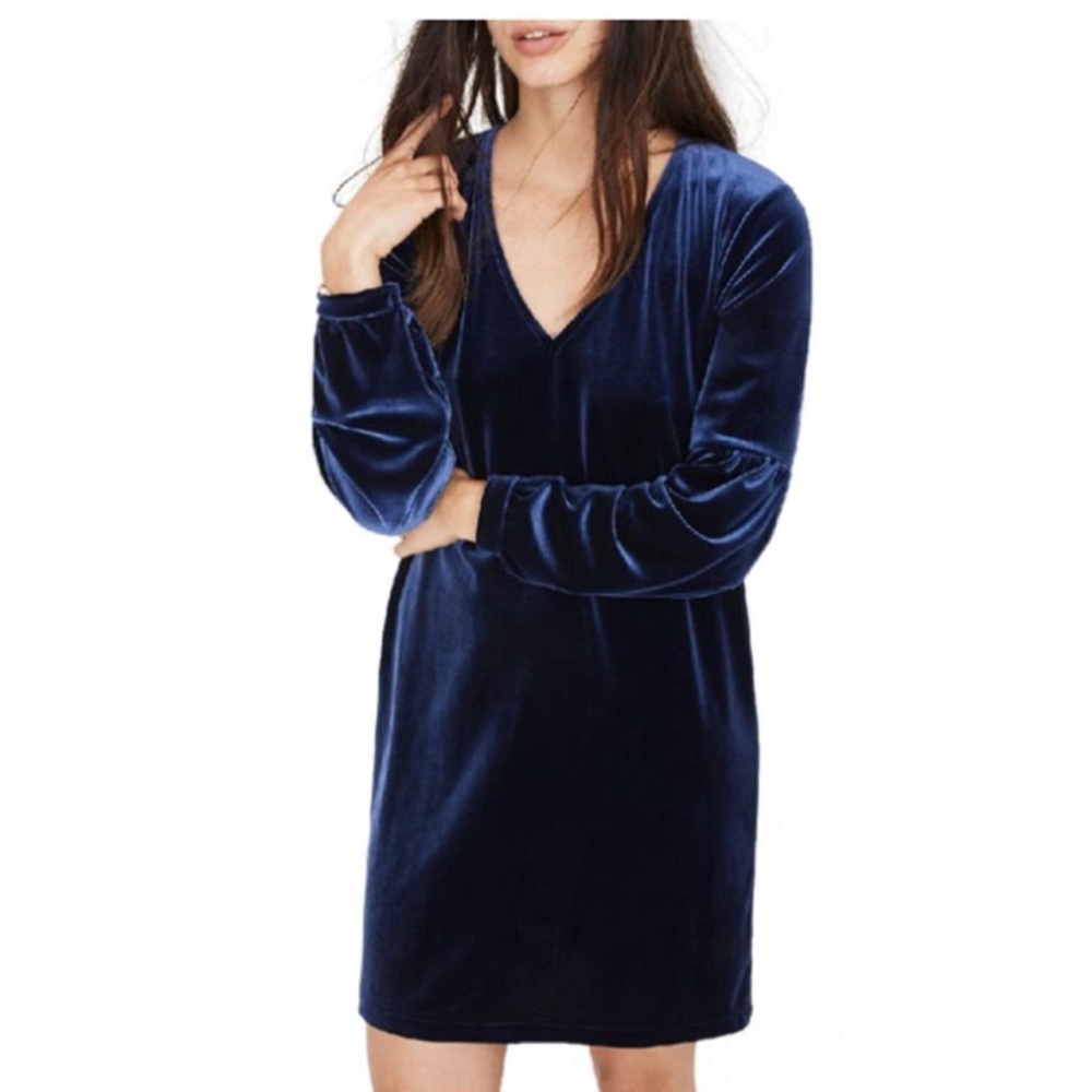Madewell Velvet balloon-sleeve Dress